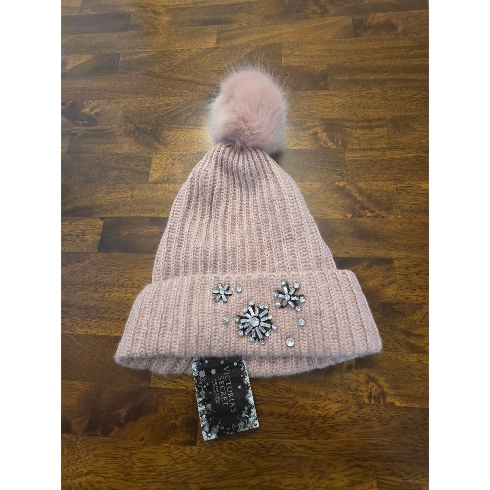 Victoria's Secret Snowflake Sparkle Pom Pom Beenie One Size New With Tag Sku89